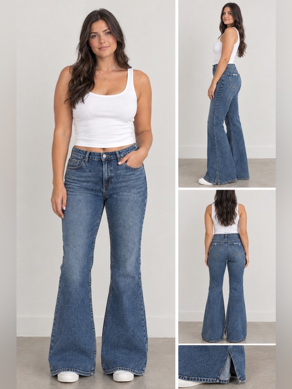 Oliver Logan The Russel Flare Jeans High Rise Split Hem 34